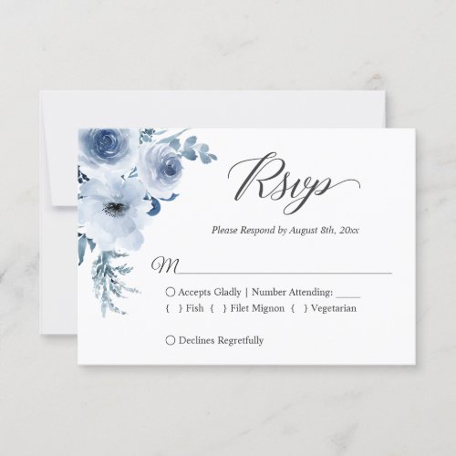Dusty Blue Botanical Floral Wedding RSVP Card - Customize this "Dusty Blue Botanical Wedding RSVP Card" to perfectly match your invitations. For further customization, please click the "customize further" link and use our design tool to modify this template. If you need help or matching items, please contact me.