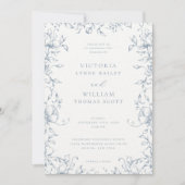 Dusty Blue Botanical Garden Floral Wedding Invitation | Zazzle