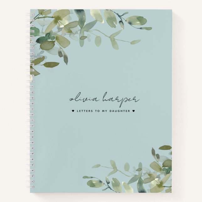 Dusty Blue Botanical Letters to Daughter Journal (Front)