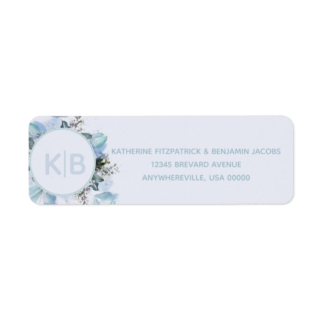Dusty Blue Botanical Monogrammed Label (Front)