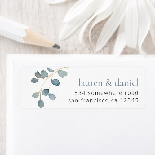 Dusty Blue Botanical Names Return Address Wedding Label