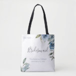 Dusty Blue Botanical Personalized Bridesmaid Tote Bag<br><div class="desc">Trendy and chic dusty blue watercolor flowers and botanical branches,  personalized wedding party tote bag.  Designed to match our Dusty Blue Botanical Collection.</div>