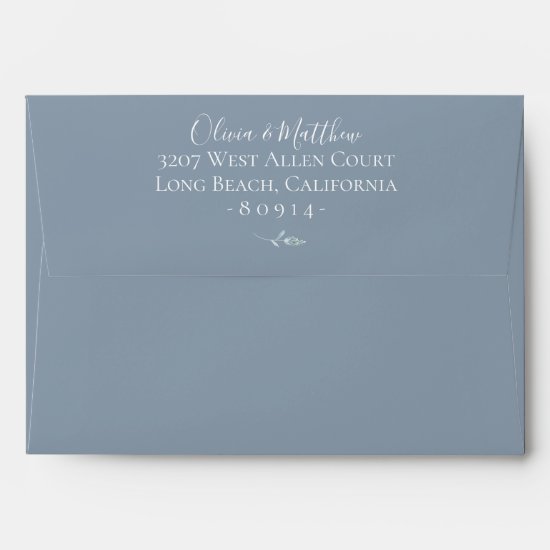 Dusty Blue Botanical Personalized Return Address Envelope