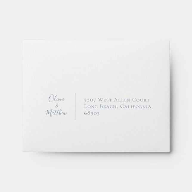 Dusty Blue Botanical Personalized Return Address Envelope (Front)