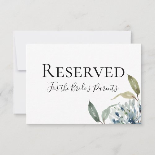 Dusty Blue Botanical Reserved Sign
