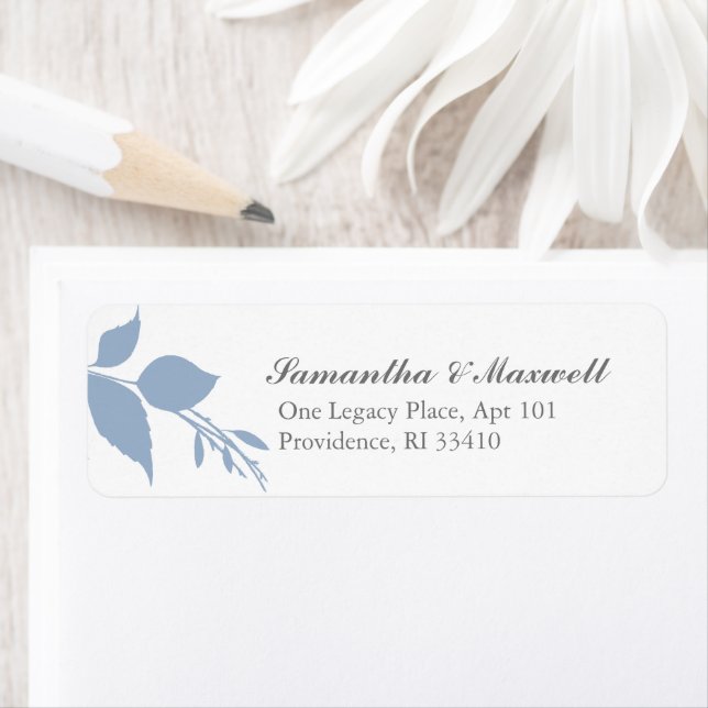 Dusty Blue Botanical Return Address Label (Insitu)