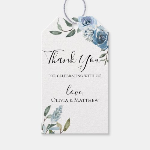 Dusty Blue Botanical Thank you Gift Tags