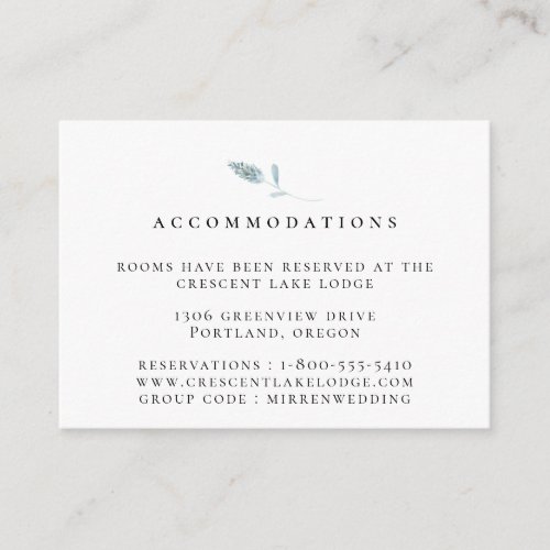 Dusty Blue Botanical Wedding Accommodations Enclosure Card