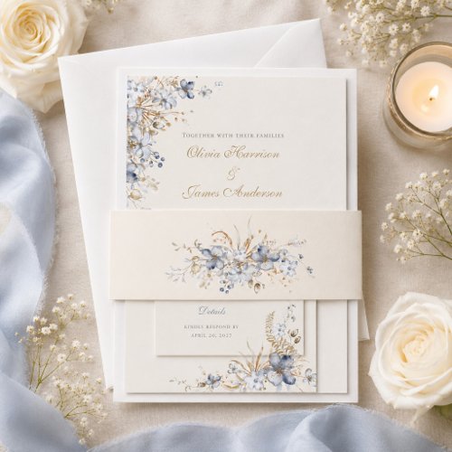 Dusty Blue Botanical Wedding Belly Band
