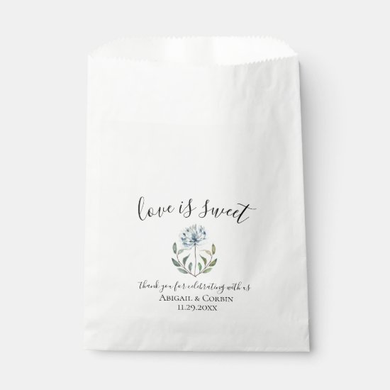 Dusty Blue Botanical Wedding Favor Bag