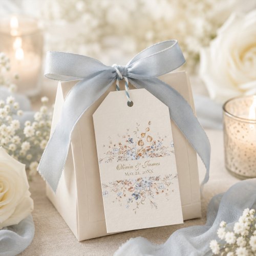 Dusty Blue Botanical Wedding Favor Tag