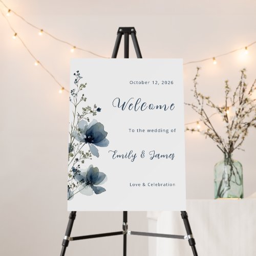 Dusty Blue Botanical Wedding Foam Board