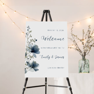 Dusty Blue Botanical Wedding Foam Board