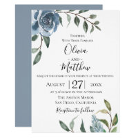 Dusty Blue Botanical Wedding Invitation