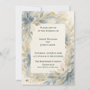 Dusty Blue Botanical Wedding Invitation