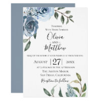 Dusty Blue Botanical Wedding Invitation