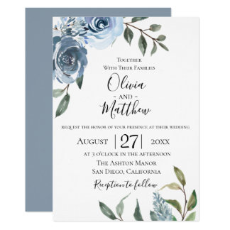 Dusty Blue Botanical Wedding Invitation
