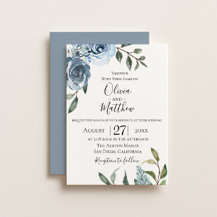 Dusty Blue Botanical Wedding Invitation