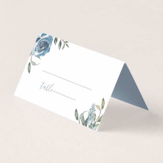 Dusty Blue Botanical Wedding Place Card