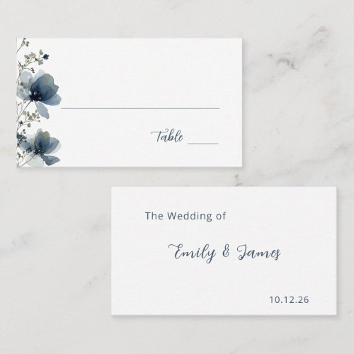 Dusty Blue Botanical Wedding Place Card