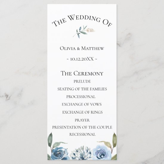 Dusty Blue Botanical Wedding Program