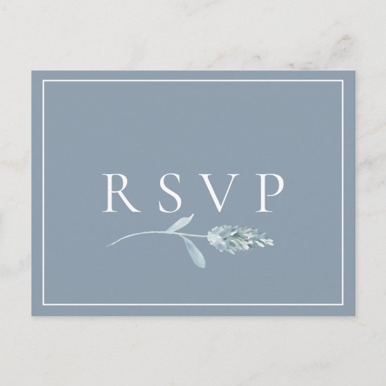 Dusty Blue Botanical Wedding RSVP Song Request Invitation Postcard