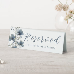 Dusty Blue Botanical Wedding Table Tent