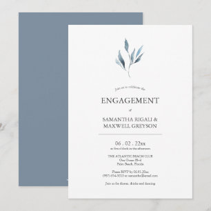 Dusty Blue Botanicals Engagement Party Invitations