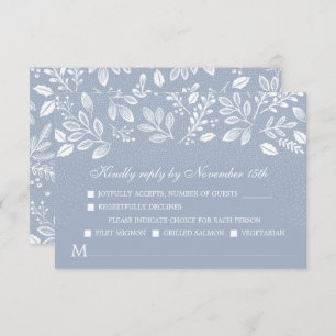 Dusty Blue Botanicals Wedding RSVP Card