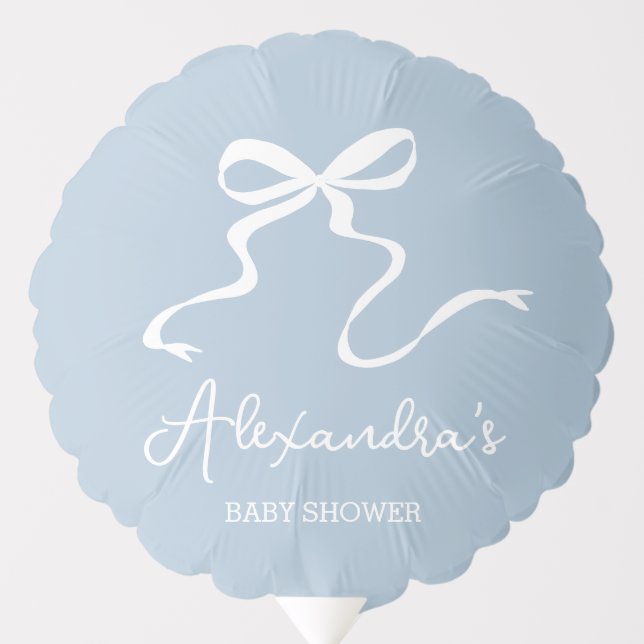 Dusty Blue Bow Baby Shower Ballon Balloon (Front)