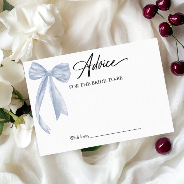 Dusty Blue Bow Bridal Shower Advice Card (Creator Uploaded)