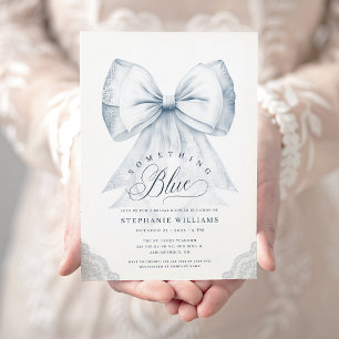Dusty Blue Bow Bridal Shower Invitation