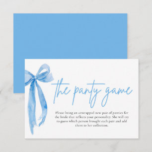Dusty Blue Bow Bridal Shower The Panty Game Cards