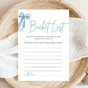 Dusty Blue Bow Bucket List Bridal Shower Game Invitation