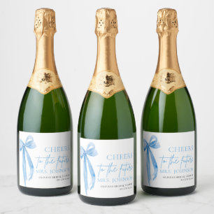 Dusty Blue Bow Cheers To The Future Bridal Shower Sparkling Wine Label