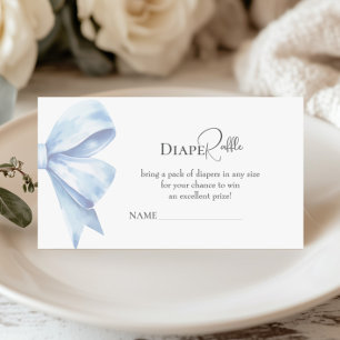 Dusty Blue Bow Diaper Raffle Baby Shower Boy Enclosure Card