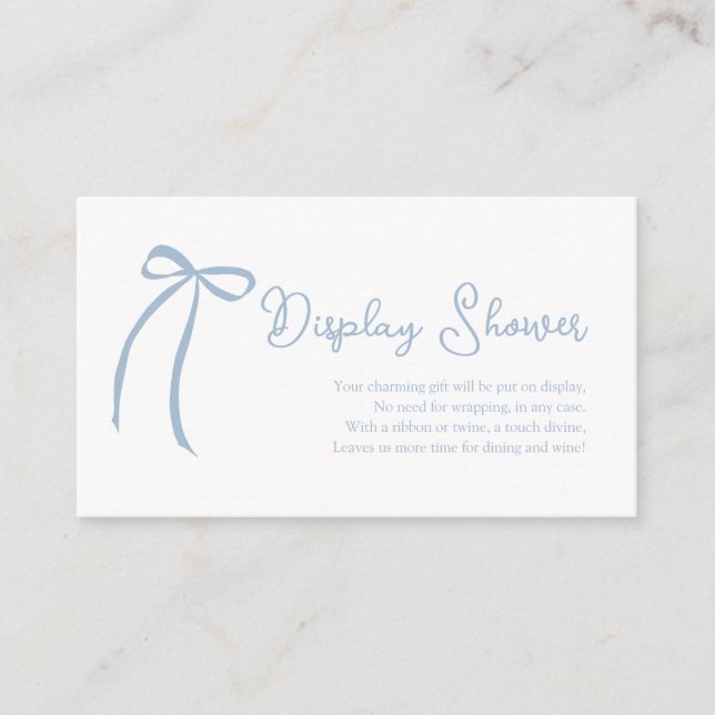 Dusty Blue Bow Display Shower Enclosure Card (Front)