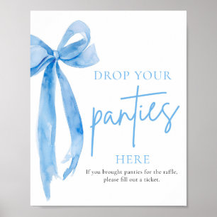 Dusty Blue Bow Drop Your Panties Here Game Sign