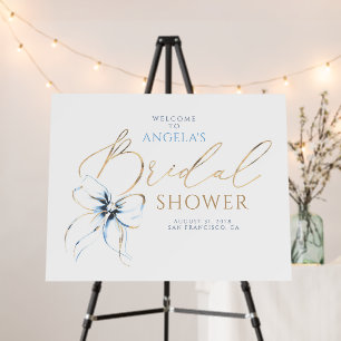 Dusty Blue Bow Elegant Bridal Shower Welcome Sign