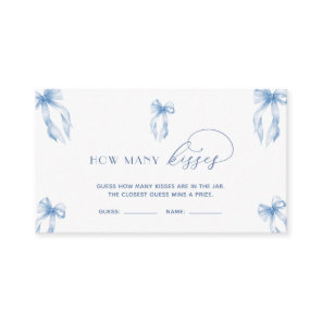 Dusty Blue Bow Guess How Many Kisses Game Enclosure Card