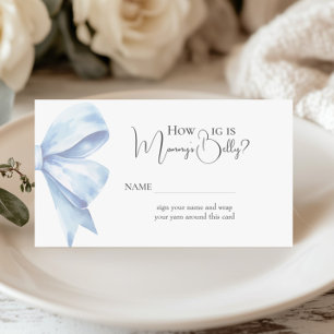Dusty Blue Bow How Big Is Mommy Belly Baby Shower Enclosure Card