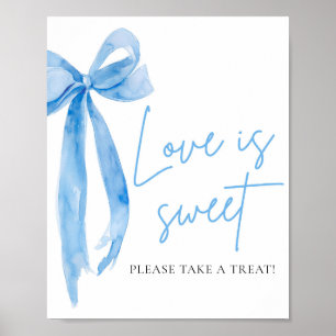 Dusty Blue Bow Love is Sweet Treat Favor Sign