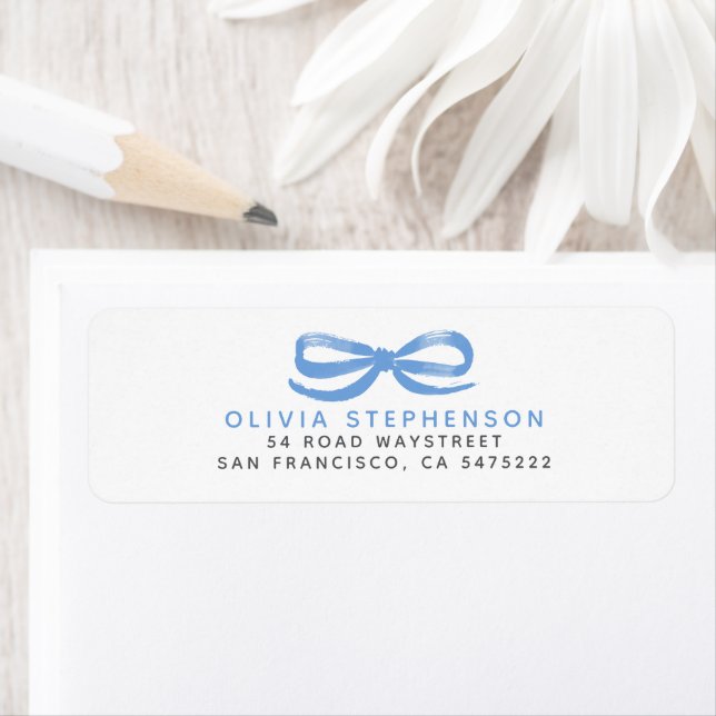 Dusty Blue Bow Modern Whimsical Label (Insitu)