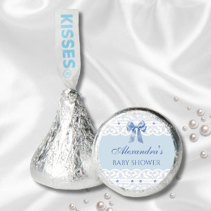 Dusty Blue Bow Recency  Lace Baby Shower Favor