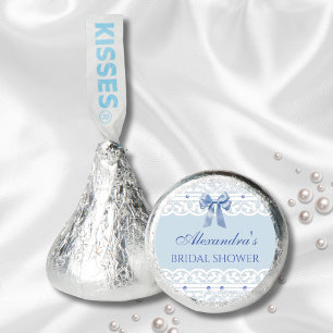 Dusty Blue Bow Recency  Lace Bridal Shower Favor