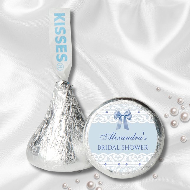 Dusty Blue Bow Recency  Lace Bridal Shower Favor (Creator Uploaded)