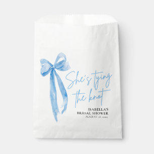 Dusty Blue Bow She's Tying the Knot Bridal Shower Favor Bag