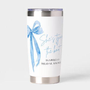 Dusty Blue Bow She's Tying the Knot Bridal Shower Insulated Tumbler