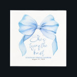 Dusty Blue Bow She's Tying the Knot Bridal Shower Napkins<br><div class="desc">Add a graceful touch to your bridal shower celebration with this She’s Tying the Knot dusty blue bow napkins. Adorned with a delicate soft blue ribbon design, these elegant napkins blend sophistication with charm — perfect for styling your cocktail hour, dessert table, or dinner setting. Thoughtfully designed to complement a...</div>