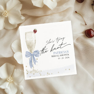 Dusty Blue Bow She's Tying the Knot Bridal Shower Napkins